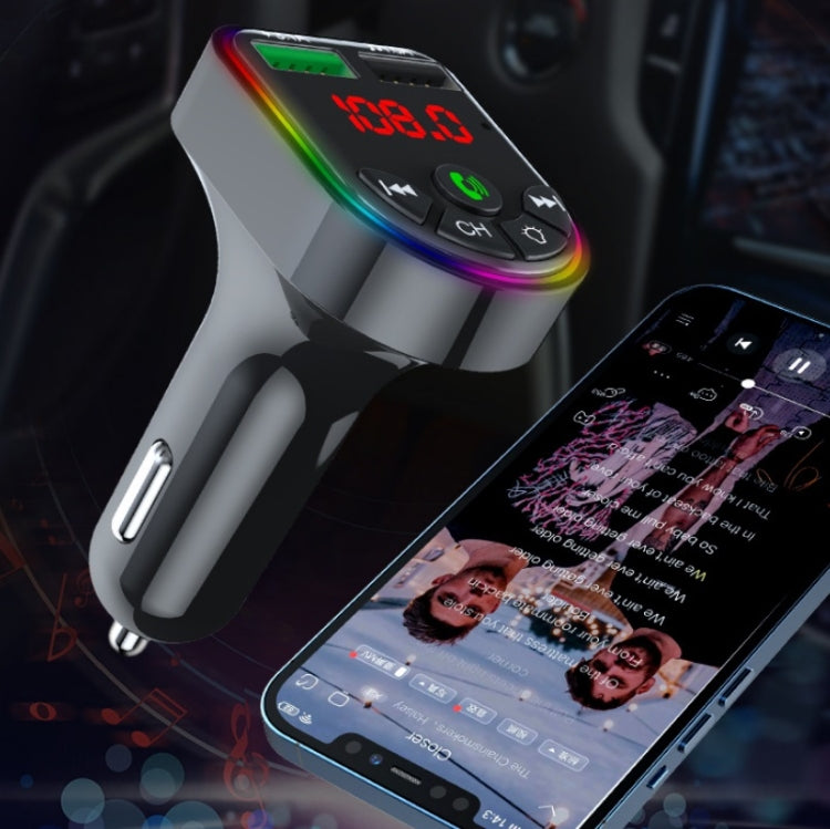 F5 Car FM Transmitter Bluetooth Hands-Free MP3 Music Player Colorful A